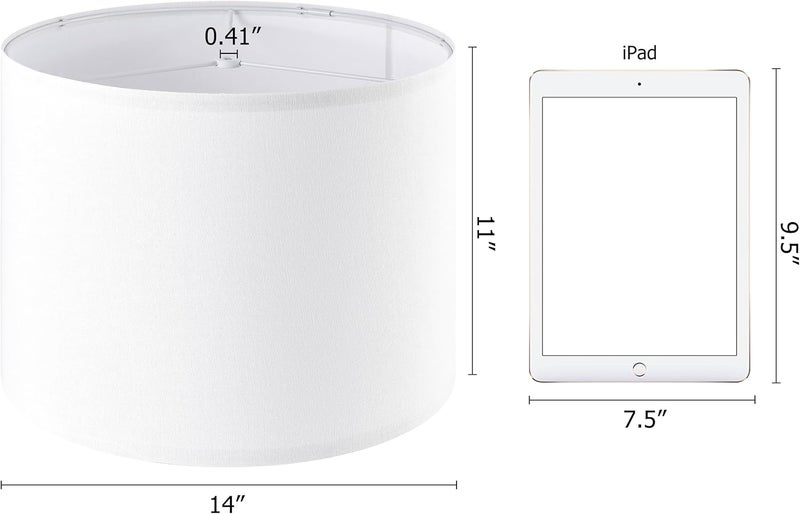 PAPAYA Pure-White Drum Lamp Shades Set of 2 Large Lampshade 14``Top x 14``Bottom x 11``High(Spider) Modern Lamp Shade for Table and Bedside Lamp - Lampshade Replacement ﻿ - Image 3